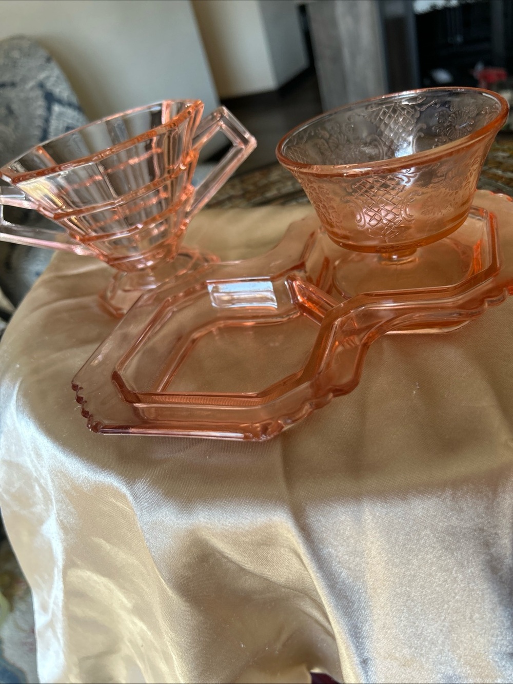 Indiana Glass Pink Depression Glass Cream and Sugar Set